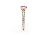 Yellow gold Fancy Pink Asscher  Brilliant Solitaire with Pavé Band and Four-Prong Setting_2