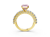 Yellow gold Fancy Pink Asscher  Brilliant Solitaire with Pavé Band and Four-Prong Setting_3