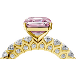 Yellow gold Fancy Pink Asscher  Brilliant Solitaire with Pavé Band and Four-Prong Setting_4
