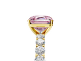 Yellow gold Fancy Pink Asscher  Brilliant Solitaire with Pavé Band and Four-Prong Setting_5