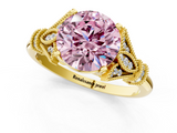 Yellow gold Fancy Pink Asscher  Brilliant Solitaire with Pave Band and Four-Prong Setting_1