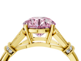 Yellow gold Fancy Pink Asscher  Brilliant Solitaire with Pave Band and Four-Prong Setting_4