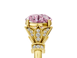 Yellow gold Fancy Pink Asscher  Brilliant Solitaire with Pave Band and Four-Prong Setting_5