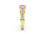 Yellow gold Fancy Pink Asscher  Brilliant Solitaire with Side Stones on a Pave Band and Four-Prong Setting_26