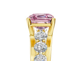 Yellow gold Fancy Pink Asscher  Brilliant Solitaire with Side Stones on a Pave Band and Four-Prong Setting_29
