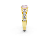 Yellow gold Fancy Pink Asscher  Brilliant Solitaire with Side Stones on a Pave Band and Four-Prong Setting_48