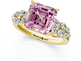 Yellow gold Fancy Pink Asscher  Cluster Diamond Engagement Ring with Pavé Band and Four-Prong Setting_18
