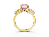 Yellow gold Fancy Pink Asscher  Cluster Diamond Engagement Ring with Pavé Band and Four-Prong Setting_20