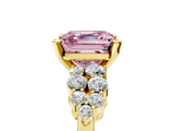 Yellow gold Fancy Pink Asscher  Cluster Diamond Engagement Ring with Pavé Band and Four-Prong Setting_22