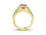 Yellow gold Fancy Pink Asscher Cut Brilliant Diamond Pavé Band with Six-Prong Setting_15