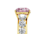 Yellow gold Fancy Pink Asscher Cut Brilliant Diamond Pavé Band with Six-Prong Setting_17