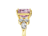 Yellow gold Fancy Pink Asscher Cut Brilliant Diamond Solitaire Ring with Pear Side Stones and Four-Prong Setting_8