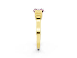 Yellow gold Fancy Pink Asscher Cut Brilliant Solitaire Diamond Ring with Channel Set Band and Bar Prong Setting_2