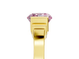 Yellow gold Fancy Pink Asscher Cut Brilliant Solitaire Diamond Ring with Channel Set Band and Bar Prong Setting_5