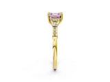 Yellow gold Fancy Pink Asscher Cut Brilliant Three-Stone Pave Band with Four-Prong Setting_2