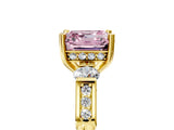 Yellow gold Fancy Pink Asscher Cut Brilliant Three-Stone Pave Band with Four-Prong Setting_5