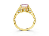 Yellow gold Fancy Pink Asscher  Cut Cathedral Pave Diamond Engagement Ring with Six-Prong Setting_35