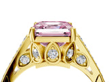 Yellow gold Fancy Pink Asscher  Cut Cathedral Pave Diamond Engagement Ring with Six-Prong Setting_36