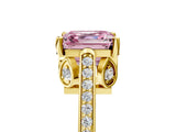 Yellow gold Fancy Pink Asscher  Cut Cathedral Pave Diamond Engagement Ring with Six-Prong Setting_37