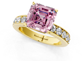 Yellow gold Fancy Pink Asscher  Cut Channel Set Diamond Engagement Ring with Four-Prong Setting_1