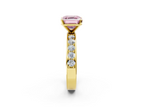 Yellow gold Fancy Pink Asscher  Cut Channel Set Diamond Engagement Ring with Four-Prong Setting_2