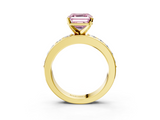 Yellow gold Fancy Pink Asscher  Cut Channel Set Diamond Engagement Ring with Four-Prong Setting_3