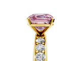 Yellow gold Fancy Pink Asscher  Cut Channel Set Diamond Engagement Ring with Four-Prong Setting_5