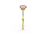 Yellow gold Fancy Pink Asscher  Cut Channel Set Solitaire Engagement Ring with Four-Prong Setting_2