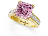 Yellow gold Fancy Pink Asscher  Cut Channel Set Solitaire Engagement Ring with Prong Setting_1