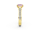 Yellow gold Fancy Pink Asscher  Cut Channel Set Solitaire Engagement Ring with Prong Setting_2