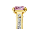 Yellow gold Fancy Pink Asscher  Cut Channel Set Solitaire Engagement Ring with Prong Setting_5
