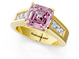 Yellow gold Fancy Pink Asscher Cut Cut Channel Set Solitaire Ring with Four-Prong Setting_1