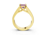 Yellow gold Fancy Pink Asscher Cut Cut Channel Set Solitaire Ring with Four-Prong Setting_3