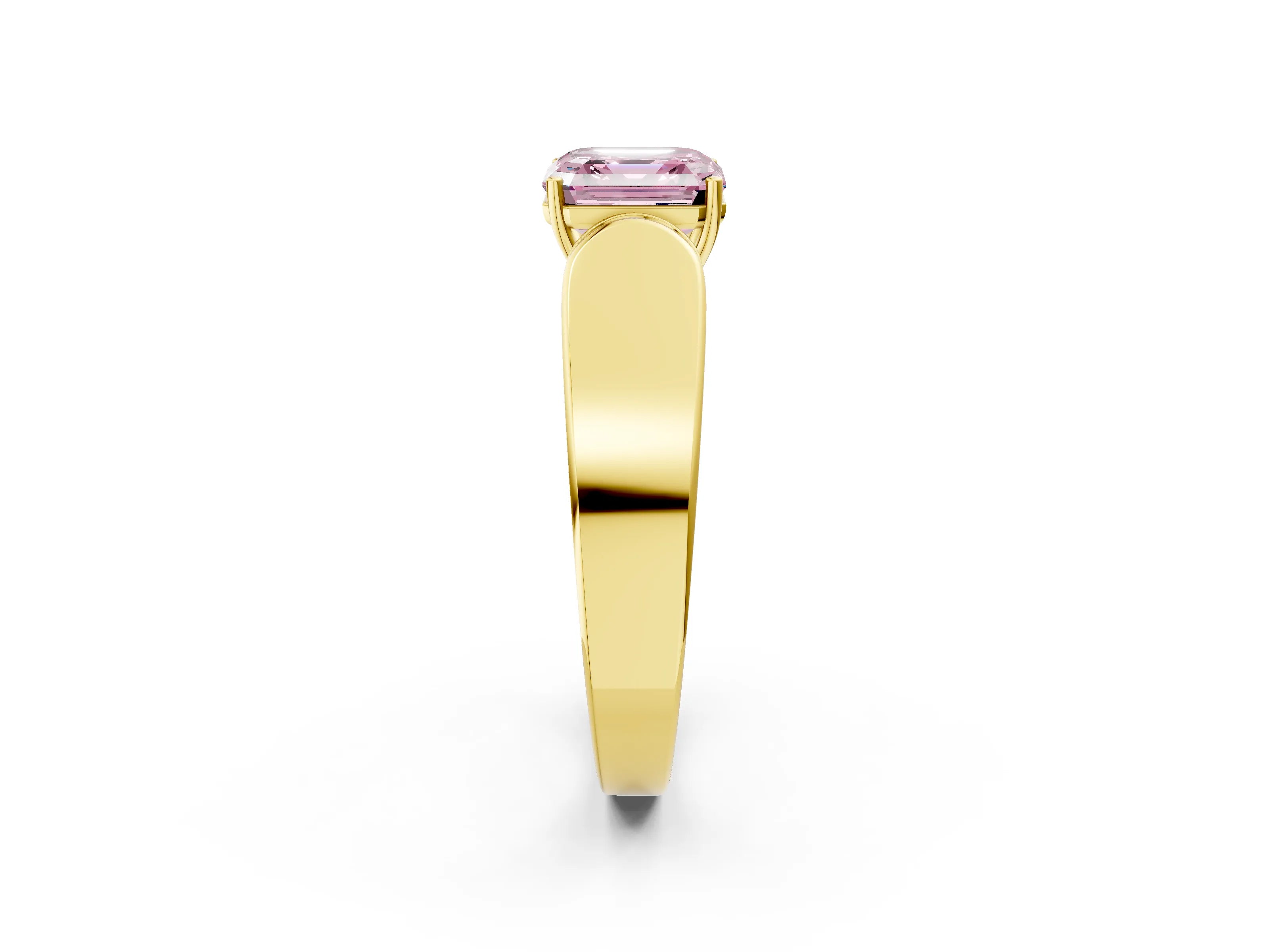 Yellow gold Fancy Pink Asscher Cut Cut Diamond Channel Set Solitaire Ring with Four-Prong Setting_2