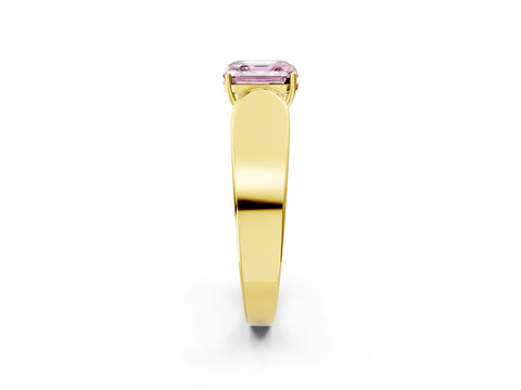 Yellow gold Fancy Pink Asscher Cut Cut Diamond Channel Set Solitaire Ring with Four-Prong Setting_2