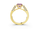 Yellow gold Fancy Pink Asscher Cut Cut Diamond Channel Set Solitaire Ring with Four-Prong Setting_3