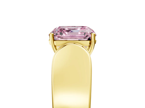 Yellow gold Fancy Pink Asscher Cut Cut Diamond Channel Set Solitaire Ring with Four-Prong Setting_5