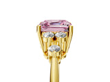 Yellow gold Fancy Pink Asscher Cut Cut Diamond Cluster Ring with Solitaire Band and Four-Prong Setting_17