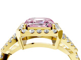 Yellow gold Fancy Pink Asscher Cut Cut Diamond Halo Engagement Ring with Open Split Pavé Band_4