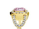 Yellow gold Fancy Pink Asscher Cut Cut Diamond Halo Engagement Ring with Open Split Pavé Band_5