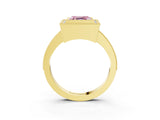 Yellow gold Fancy Pink Asscher Cut-Cut Diamond Halo Engagement Ring with Pave Band and Prong Setting_3