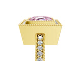 Yellow gold Fancy Pink Asscher Cut-Cut Diamond Halo Engagement Ring with Pave Band and Prong Setting_5