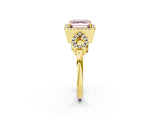 Yellow gold Fancy Pink Asscher Cut Cut Halo Diamond Infinity Band with Four-Prong Setting_2