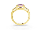 Yellow gold Fancy Pink Asscher Cut Cut Halo Diamond Infinity Band with Four-Prong Setting_3