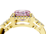 Yellow gold Fancy Pink Asscher Cut Cut Halo Diamond Infinity Band with Four-Prong Setting_4