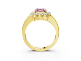 Yellow gold Fancy Pink Asscher Cut Cut Halo Diamond Pavé Engagement Ring with Milgrain Detailing_3