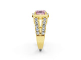 Yellow gold Fancy Pink Asscher Cut Cut Halo Split Shank Prong Set Ring_2