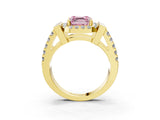 Yellow gold Fancy Pink Asscher Cut Cut Halo Split Shank Prong Set Ring_3