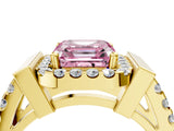 Yellow gold Fancy Pink Asscher Cut Cut Halo Split Shank Prong Set Ring_4