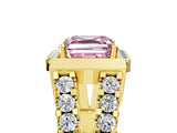 Yellow gold Fancy Pink Asscher Cut Cut Halo Split Shank Prong Set Ring_5